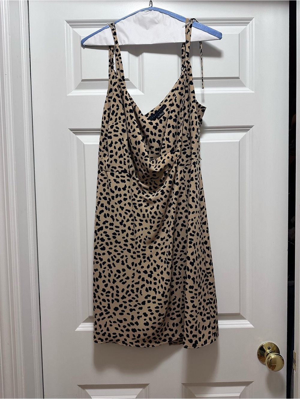 Leopard Print wrap mini Dress - Beige/Black